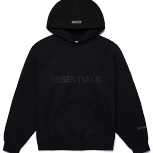 Fear of God Essentials Pullover Hoodie Applique Logo Dark Slate Stretch Limo Black