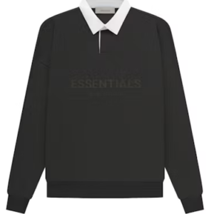 Fear of God Essentials Waffle Henley Rugby Off Black